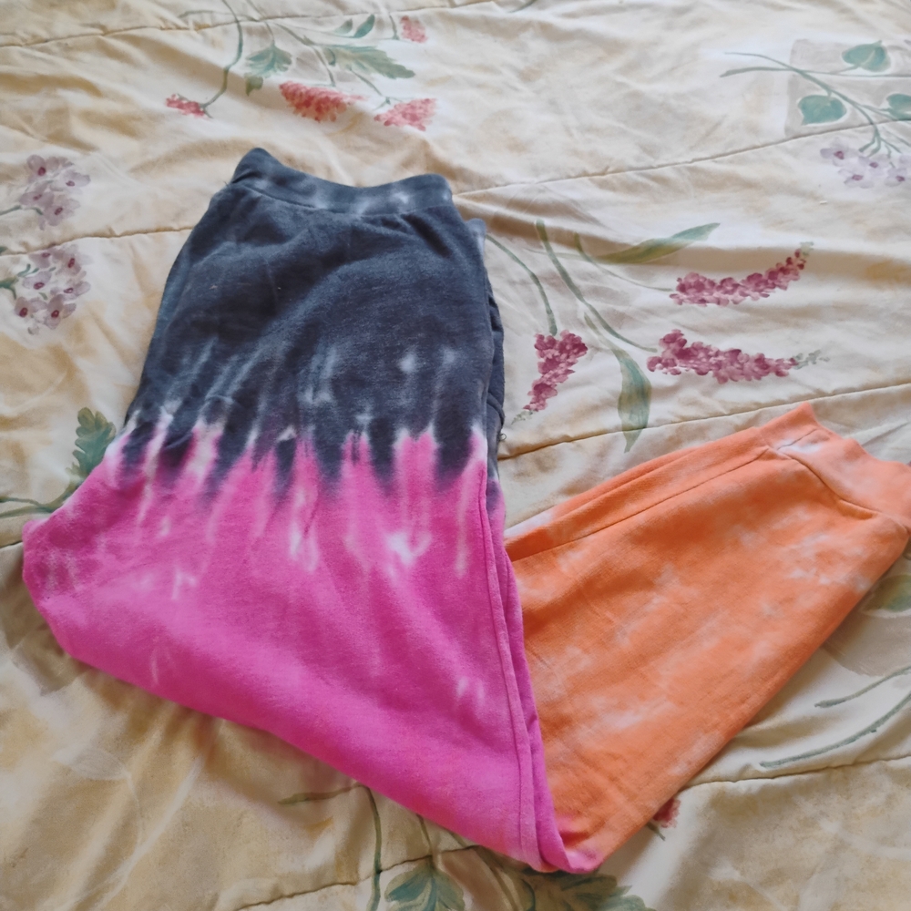 PINK Victoria's Secret Tie-Dye Track Pants in Grey, Pink & Orange